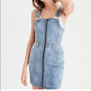 American eagle zip denim overall dress